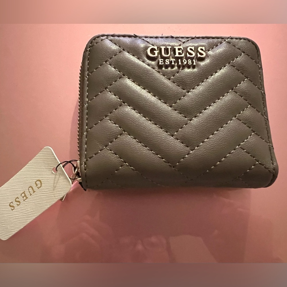 GUESS Quilted Chevron Wallet in Gray